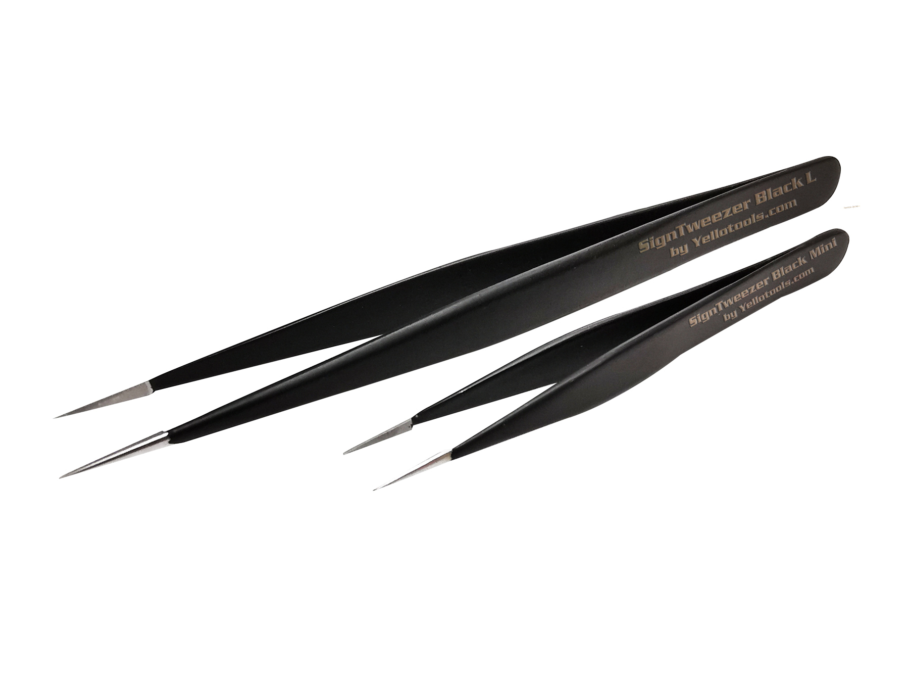 Yellotools SignTweezer Black L and Mini weeding tweezers