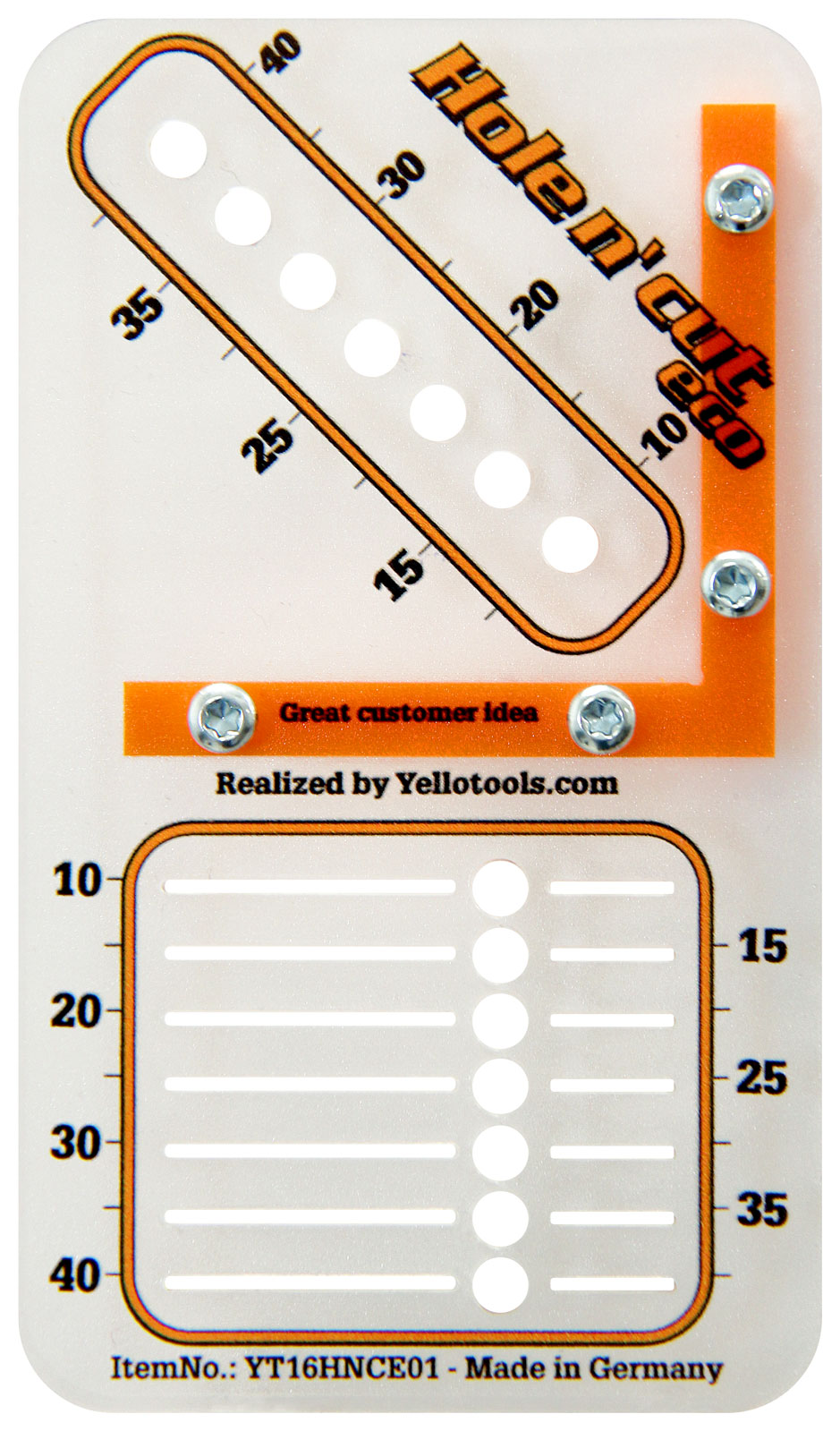 Yellotools Hole n' Cut Eco cm | transparente Bohrlochschablone
