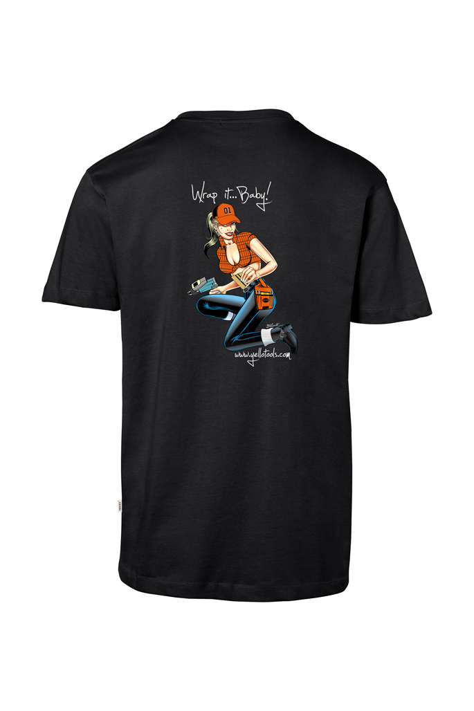 Yellotools mens T-shirt with motive WrapBabe in the back