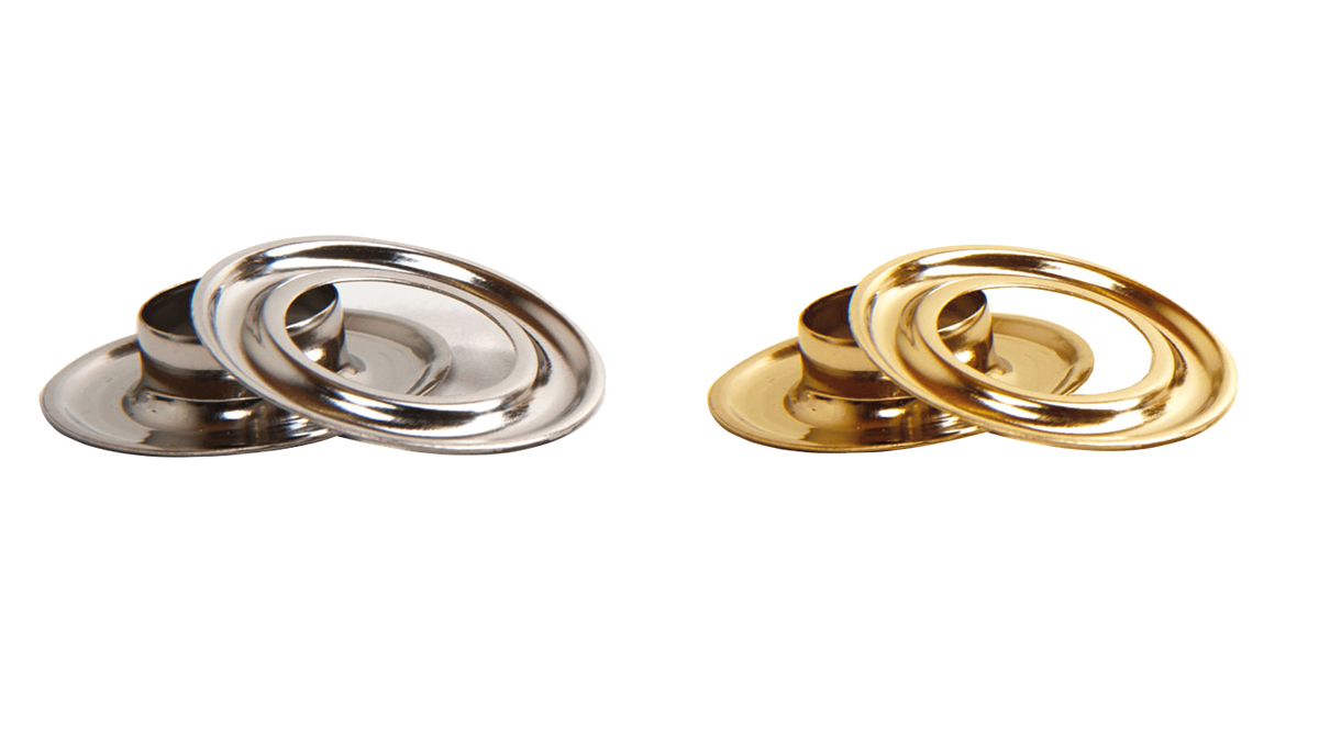 Yellotools YelloGrommets | chrome self cutting eyelets