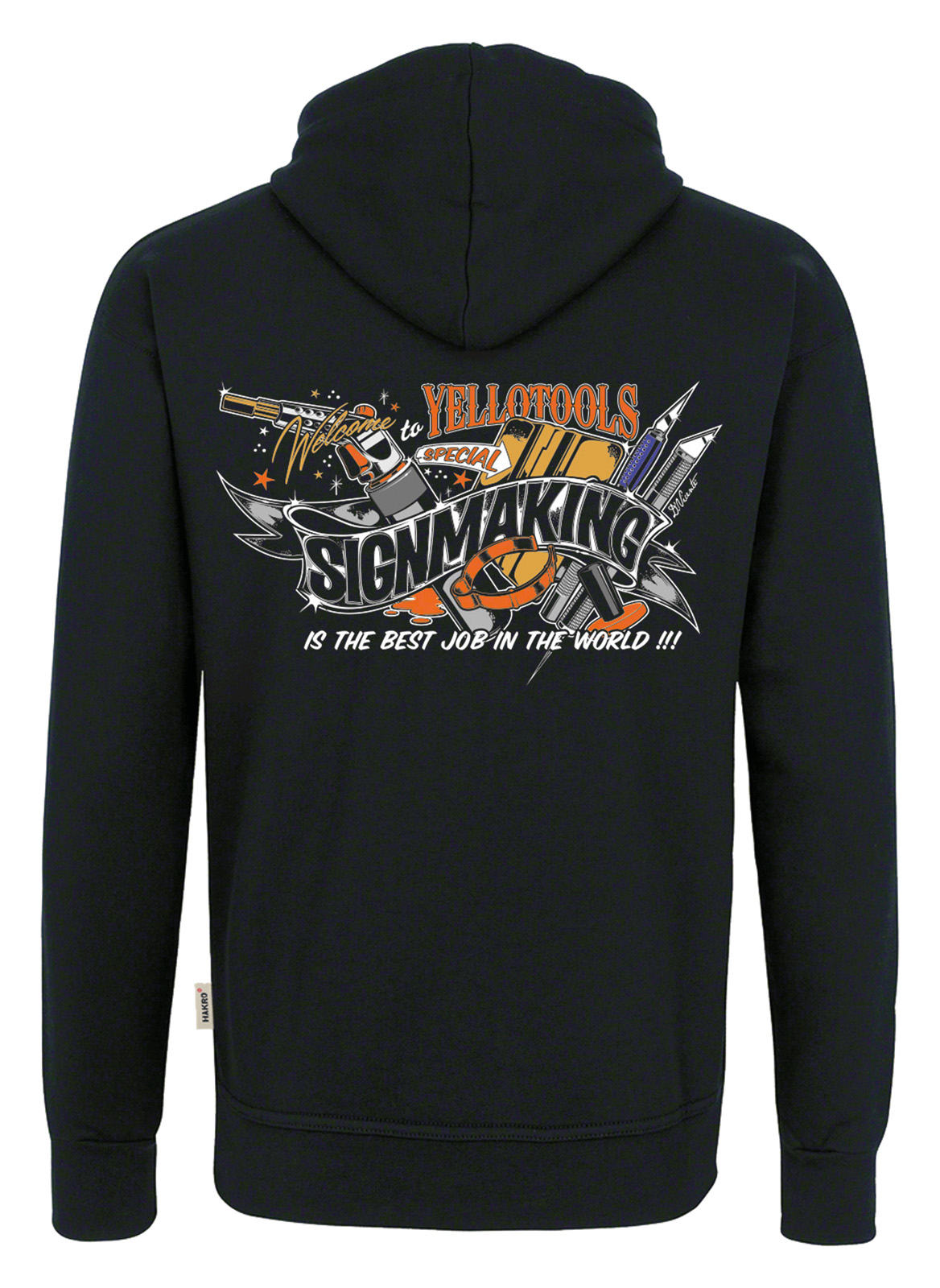 Yellotools hooded sweatshirt with back print "Tools"