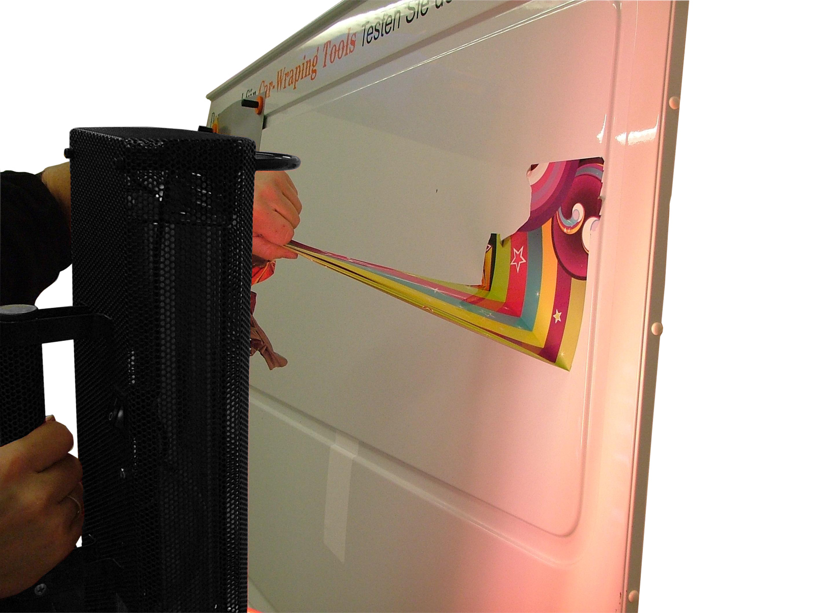 Yellotools WrapSun Power used for large area adhesive residue removal