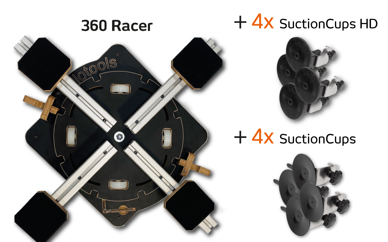 360 Racer Complet Set | drehbare Folierhilfe inkl. Saugnäpfe | Werbetechnik | Yellotools