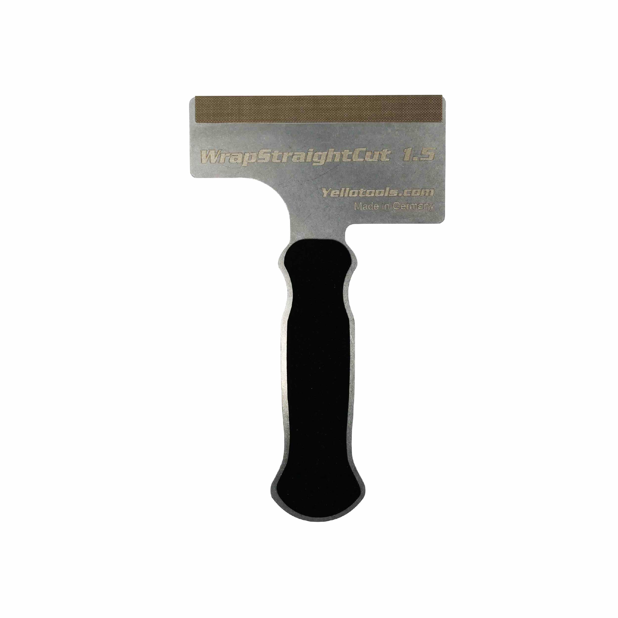 Yellotools CarWrapping Spachtel mit Teflon-Streifen als Schneidehilfe für präzise Distanzschnitte und professionelle Fahrzeugfolierung.