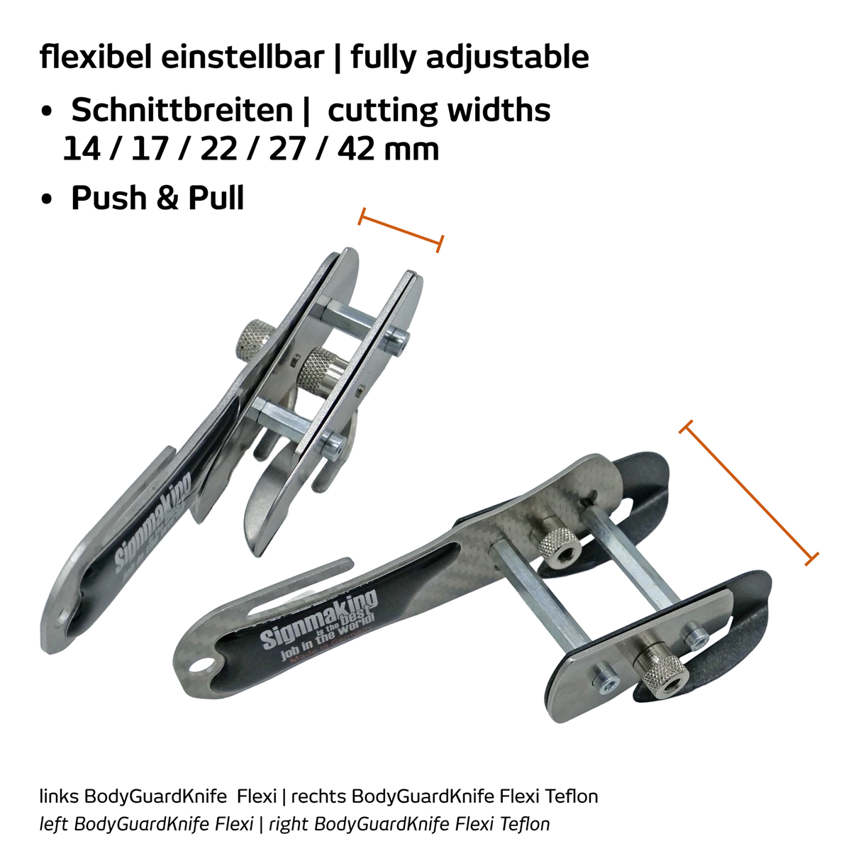 Yellotools BodyGuardKnife Twin Flexi Weiten