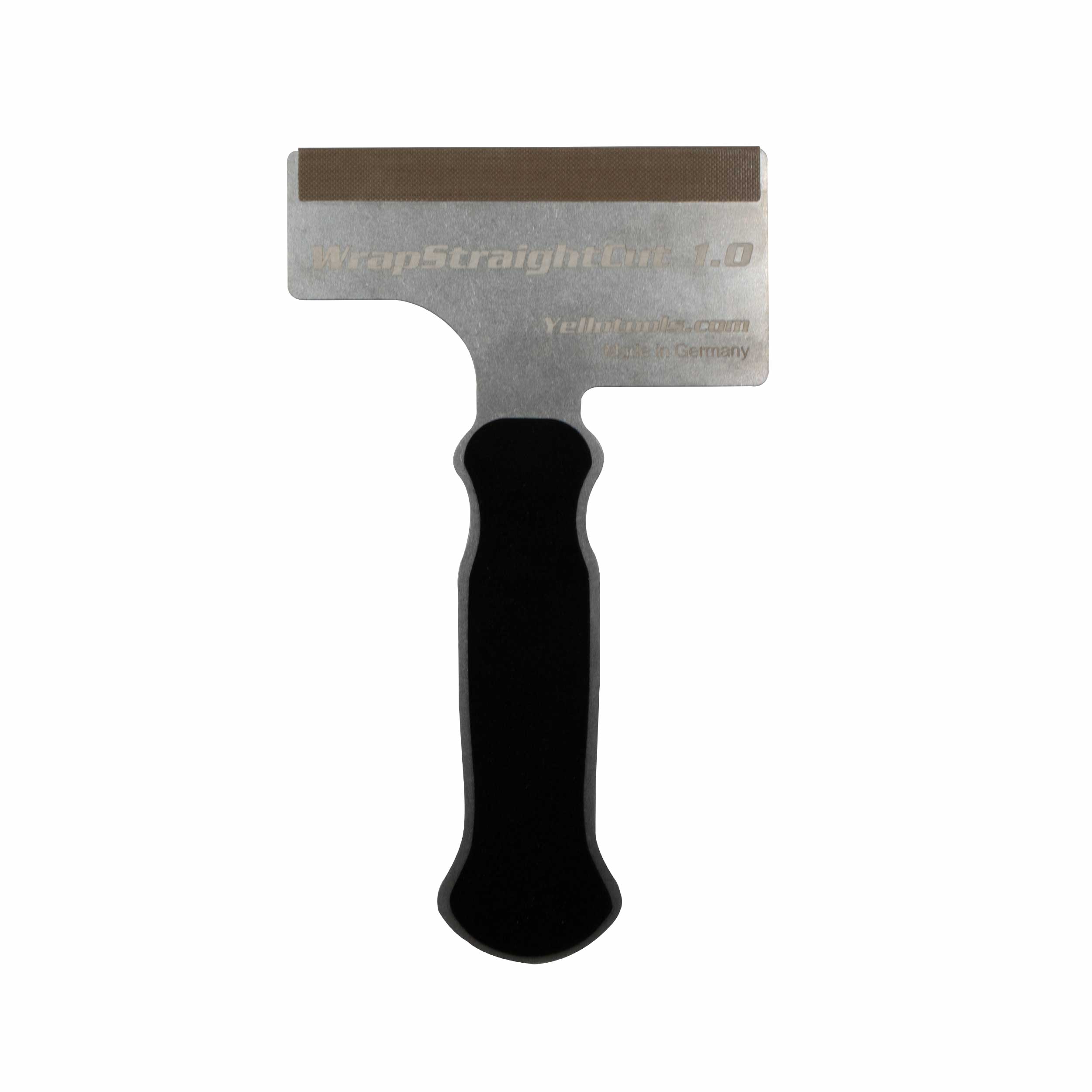 Yellotools CarWrapping Spachtel mit Teflon-Streifen als Schneidehilfe für präzise Distanzschnitte und professionelle Fahrzeugfolierung.