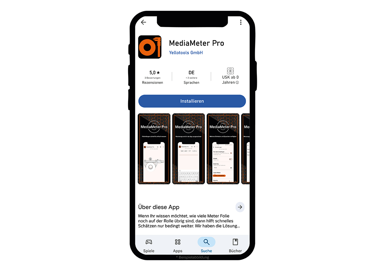 MediaMeter Pro | Messhilfe für Folienrollen