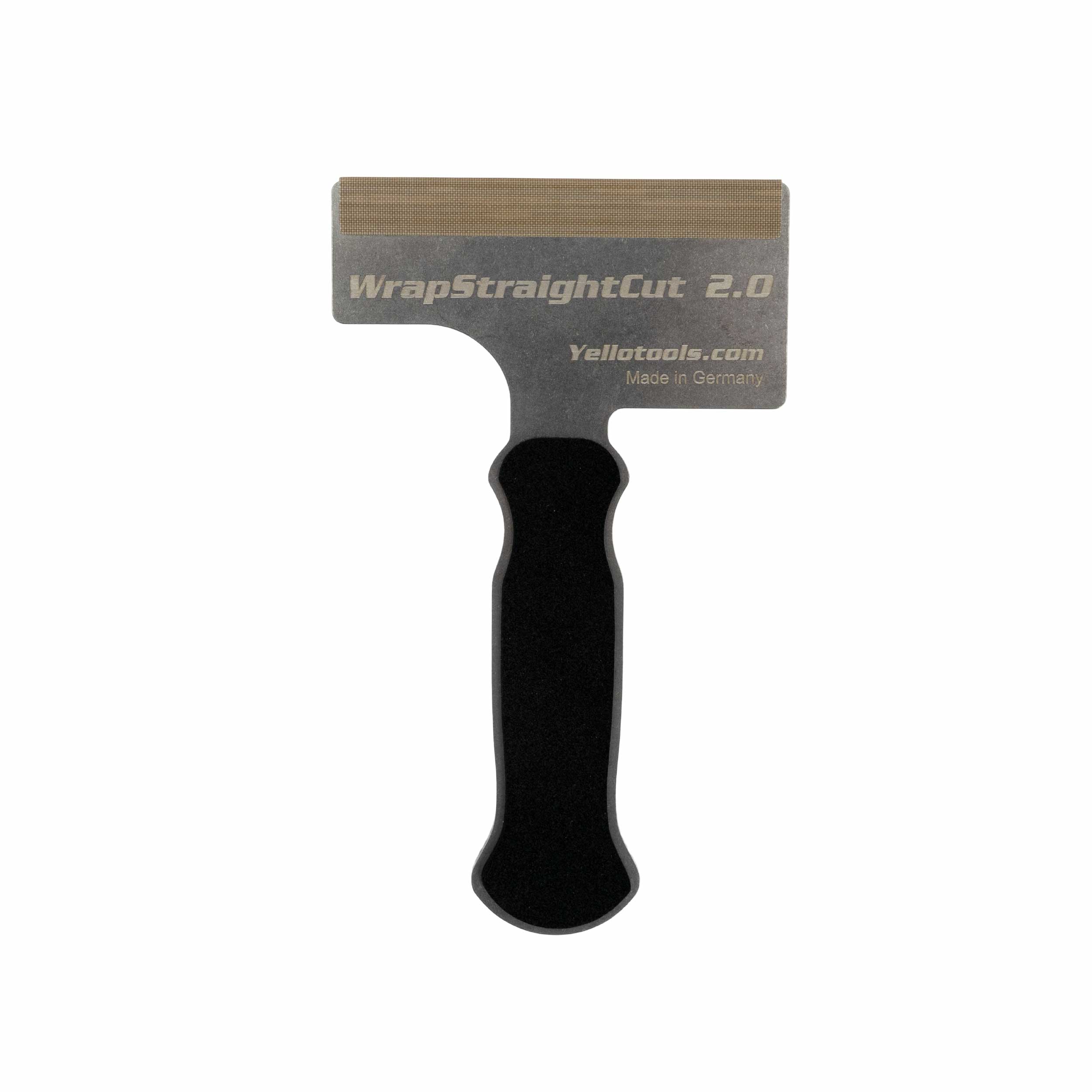 Yellotools CarWrapping Spachtel mit Teflon-Streifen als Schneidehilfe für präzise Distanzschnitte und professionelle Fahrzeugfolierung.