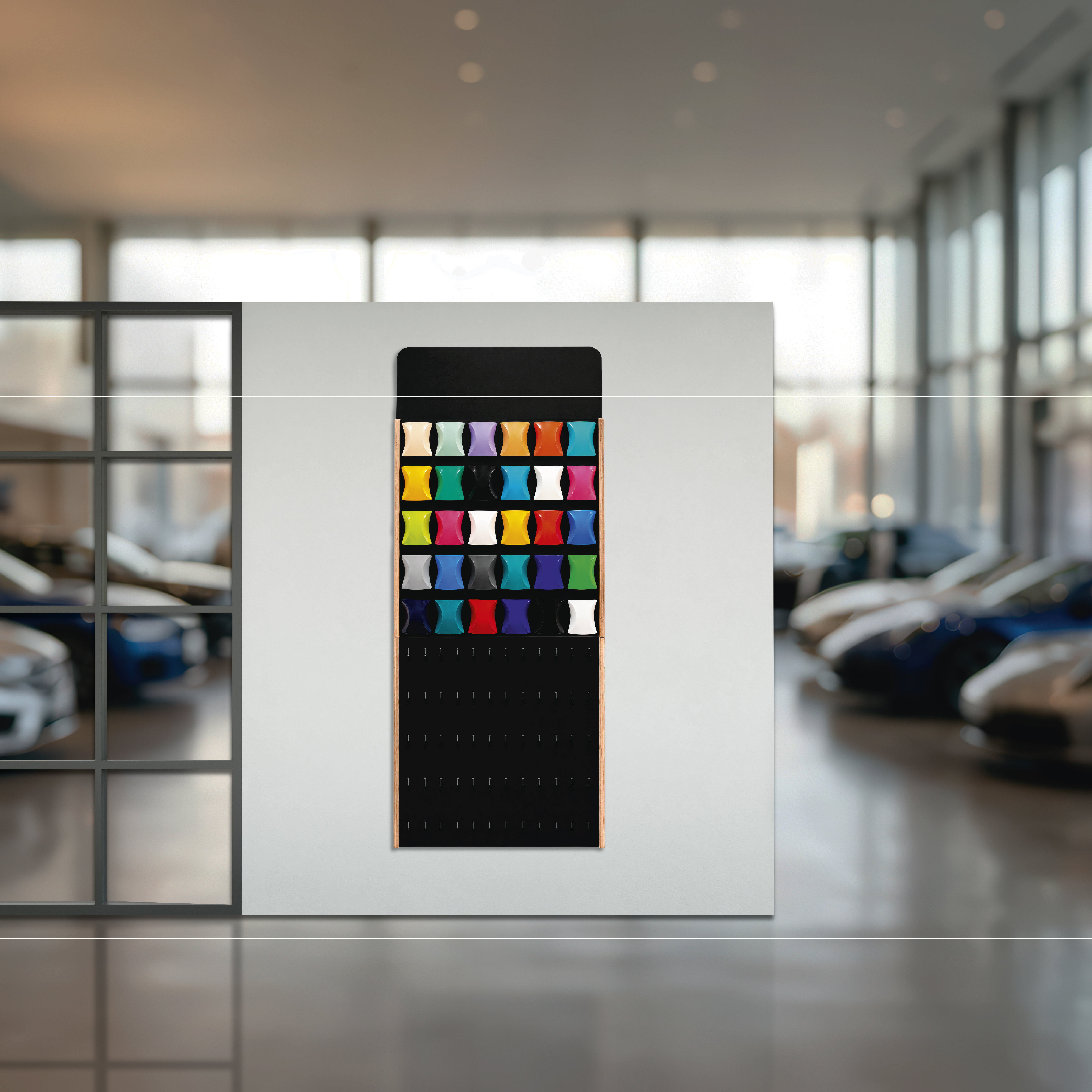 Wanddisplay für Folienmuster halbvoll