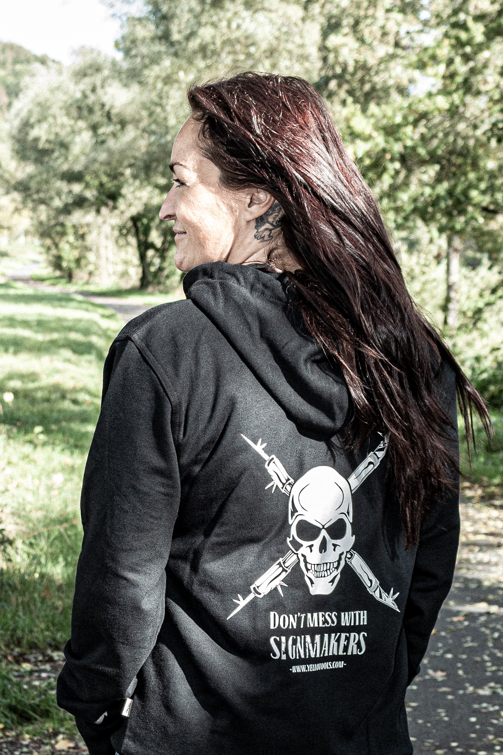 Yellotools premium sweat jacket with zipper example picture back view