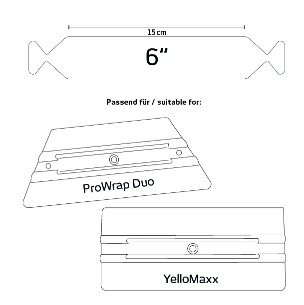 Yellotools YelloWings Teflon 6" drawing with squeegees