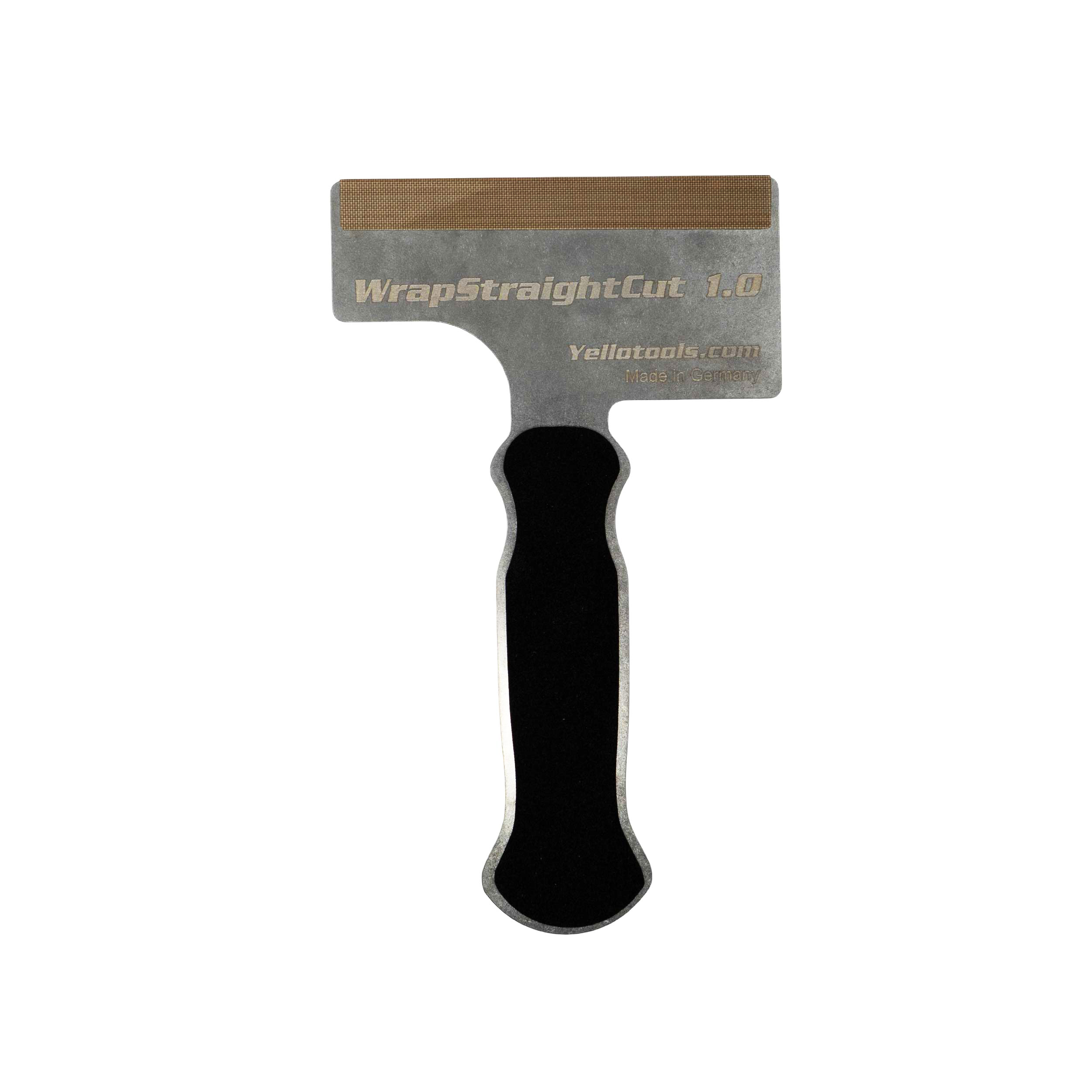 Yellotools CarWrapping Spachtel mit Teflon-Streifen als Schneidehilfe für präzise Distanzschnitte und professionelle Fahrzeugfolierung.