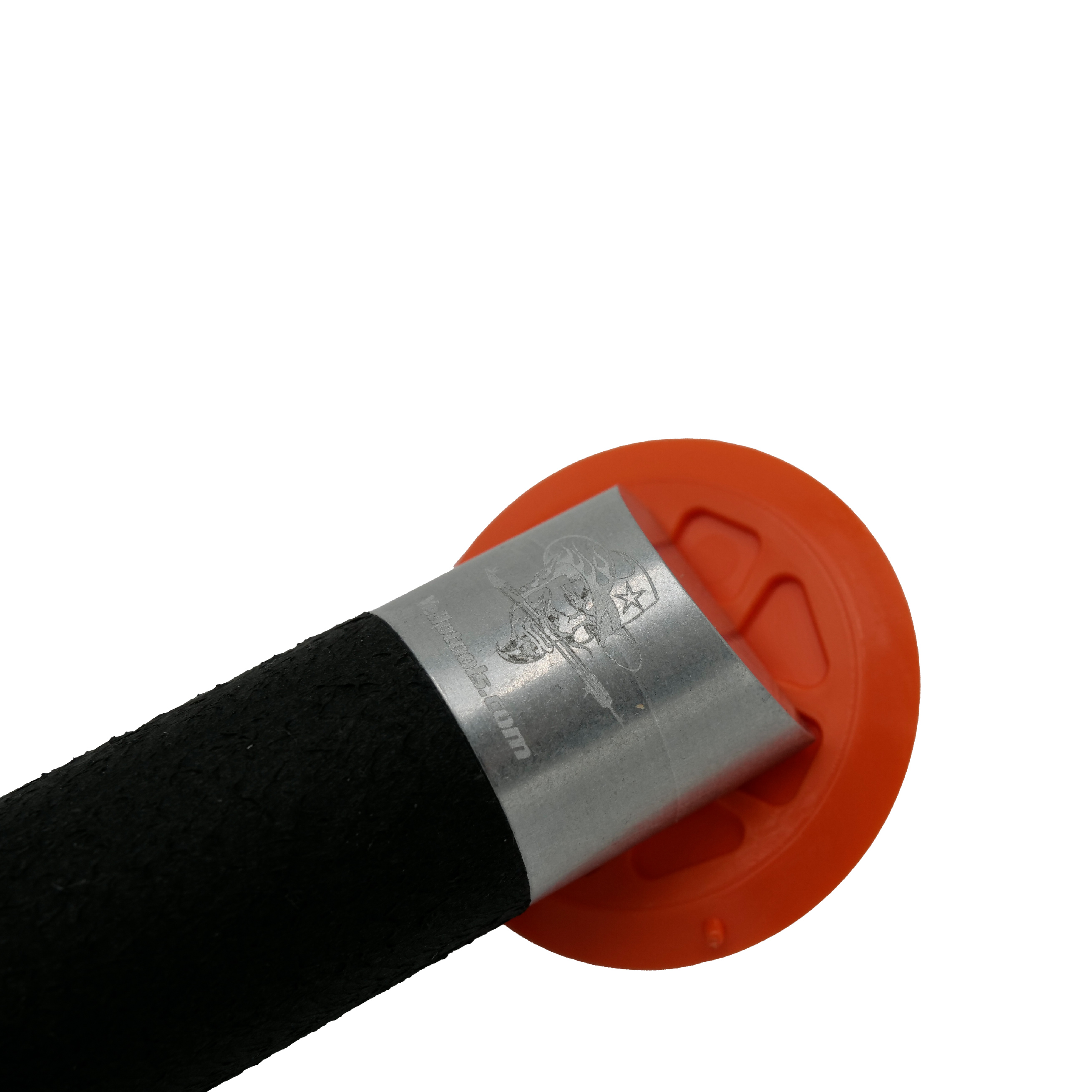 Detailansicht des YelloBlade Handle 360 mit Aluminiumaufnahme und YelloBlade 360 Rundrakel aus spezieller Kunststoffmischung für kratzerfreies Arbeiten.