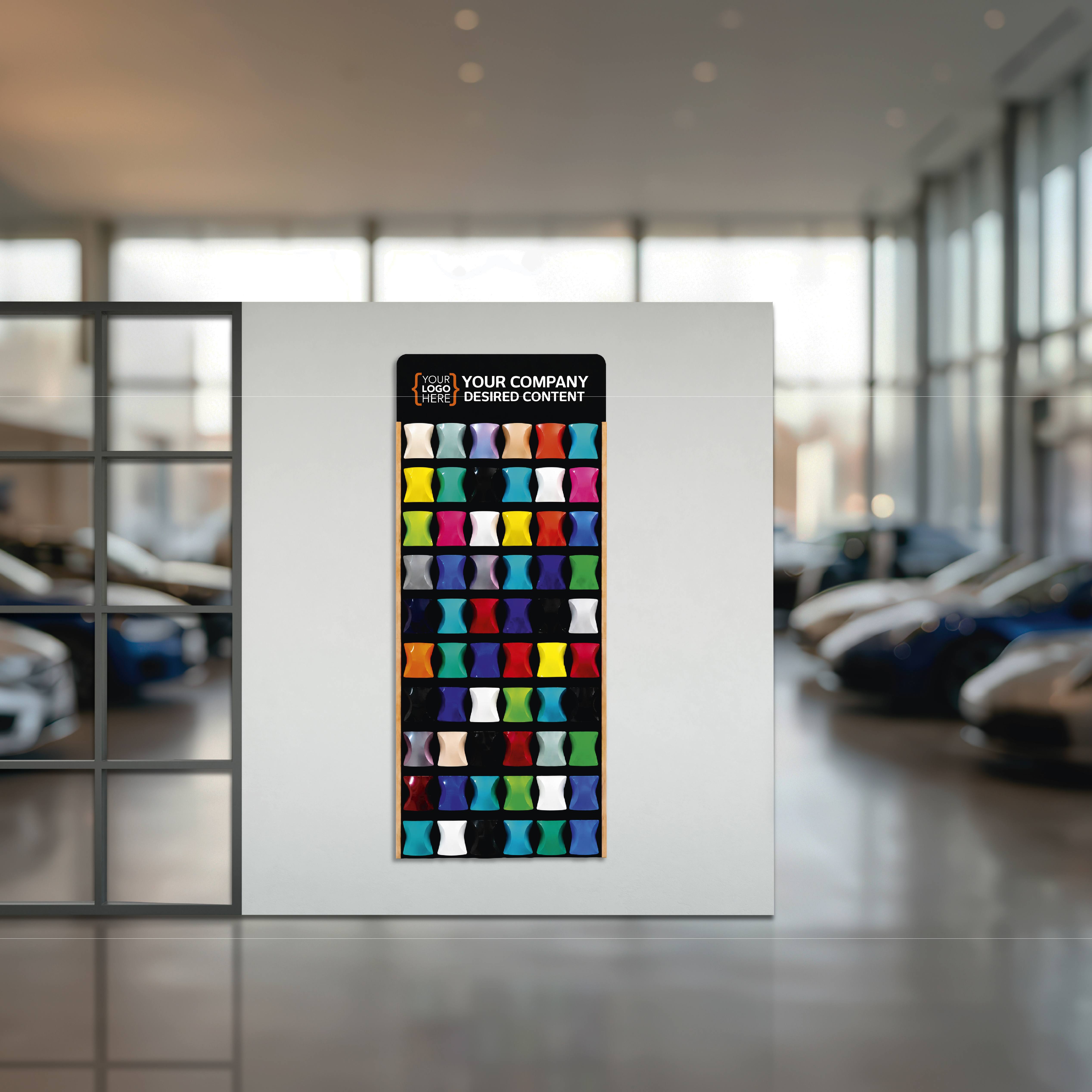 Wanddisplay für Folienmuster voll mit Blank