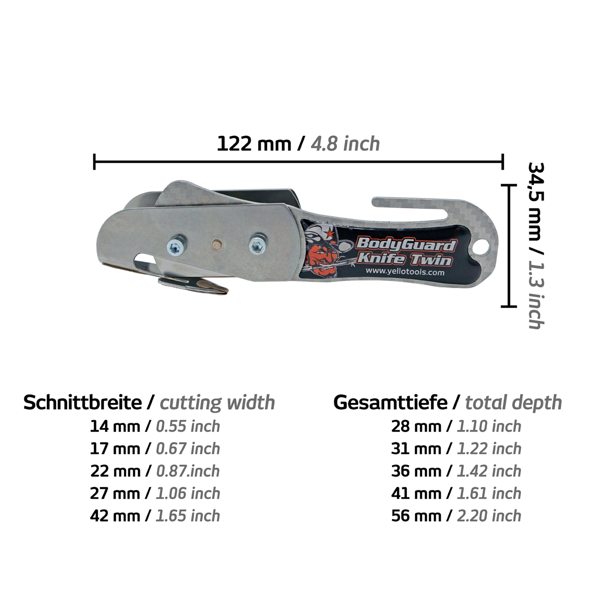 BodyGuardKnife twin flexi dimension