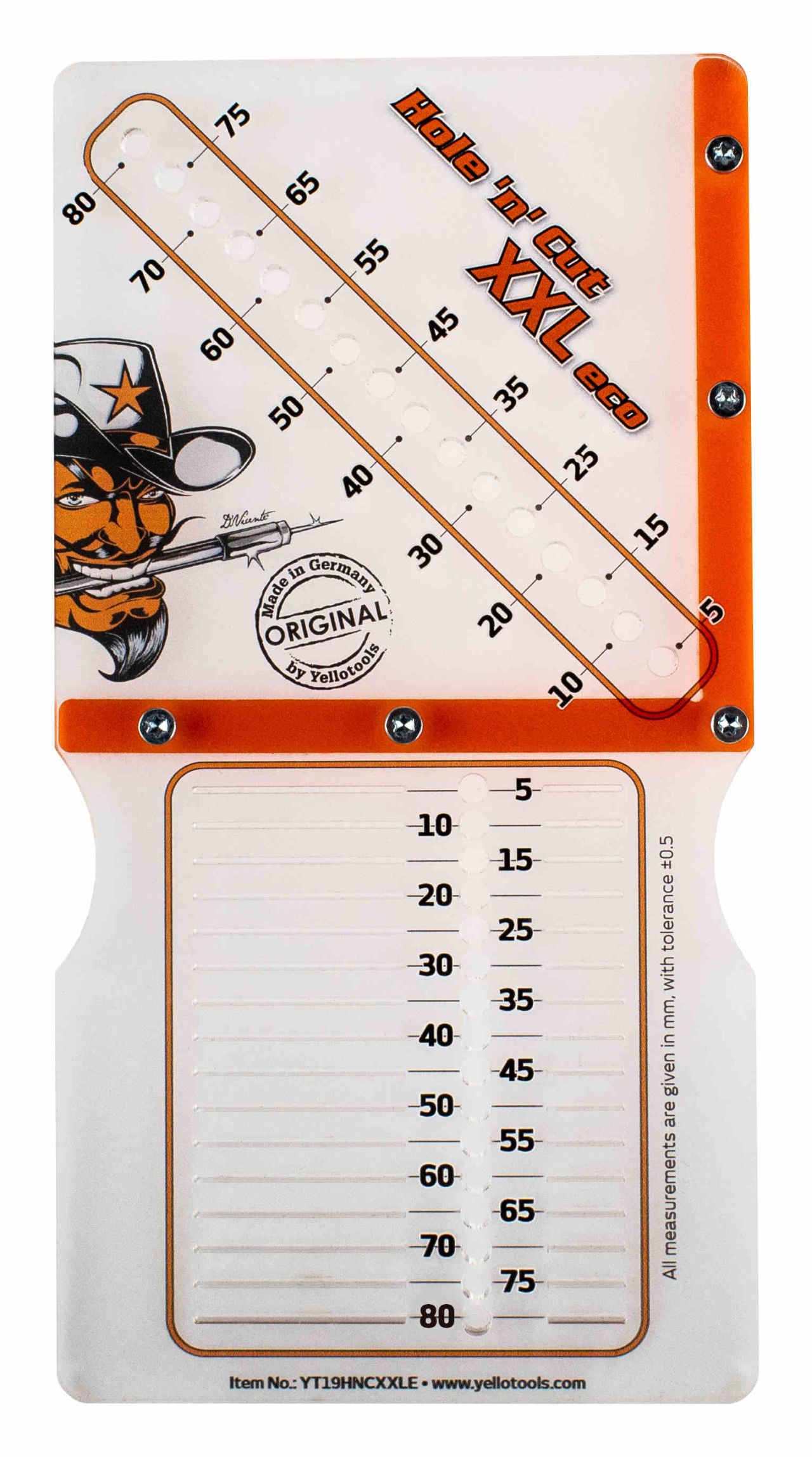 Yellotools Hole n' Cut XXL Eco cm | transparent drill hole template