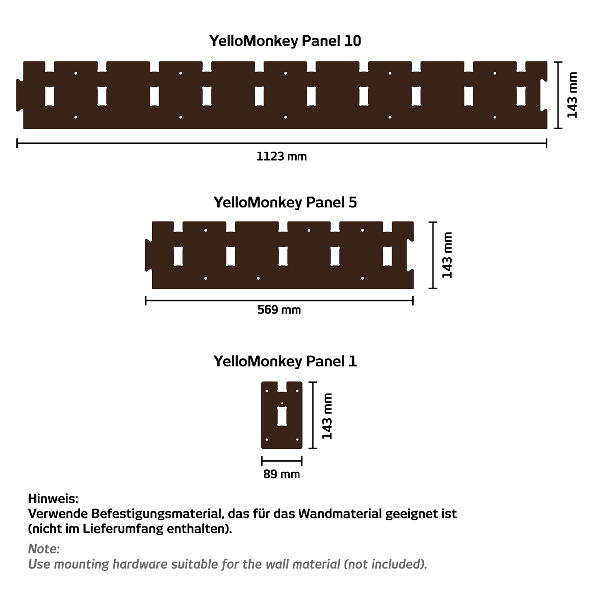 YelloMonkey Panel dimensions