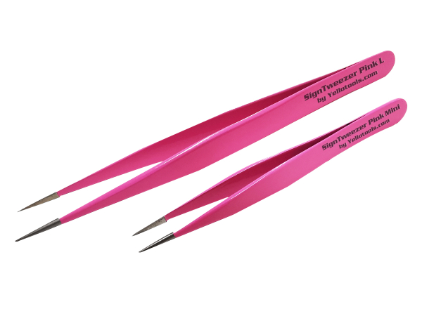 Yellotools SignTweezer Pink L und Mini Entgitterpinzetten