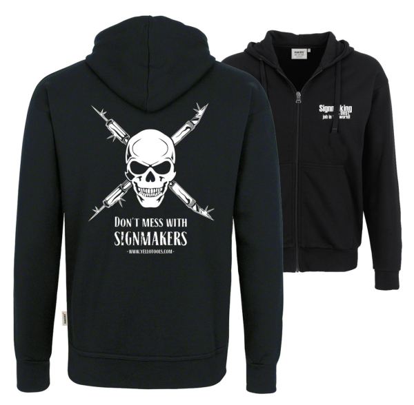 Yellotools Premium Sweatjacke mit Reißverschluss Motiv "CrossSkull"